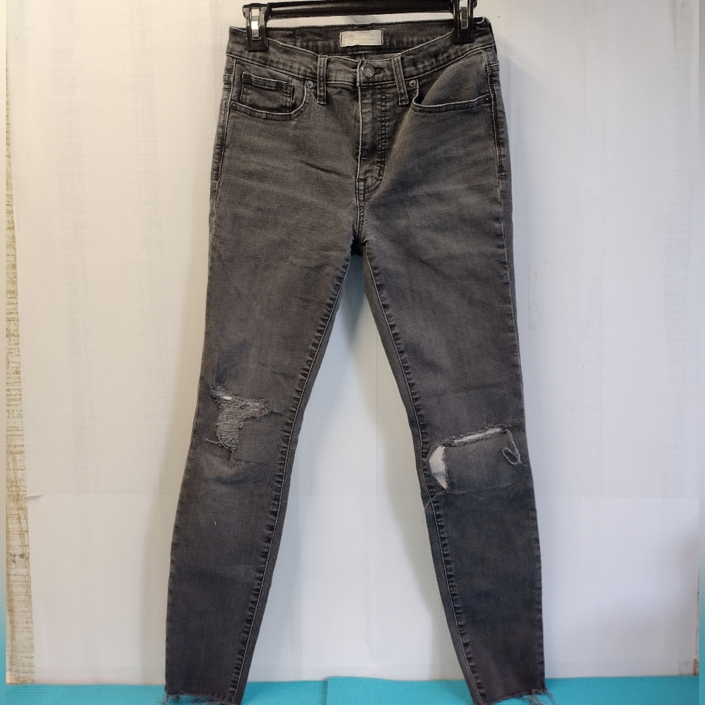 Madewell Women's 9" High Rise Skinny Black Wash Jeans Size 28